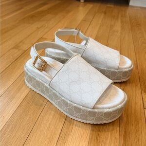 Gucci White Platform Sandals
